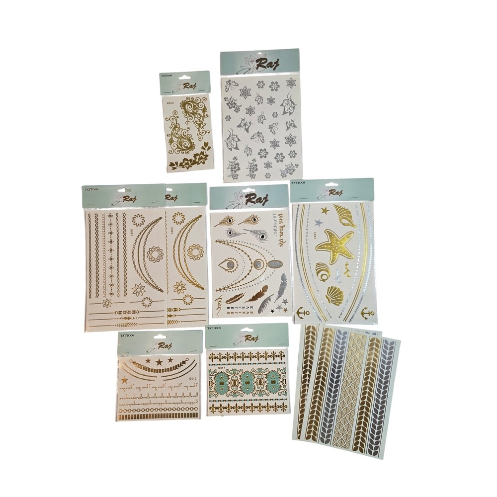 Raj Metallic Temporary Tattoos Gold Silver Body Art ‎ Designs